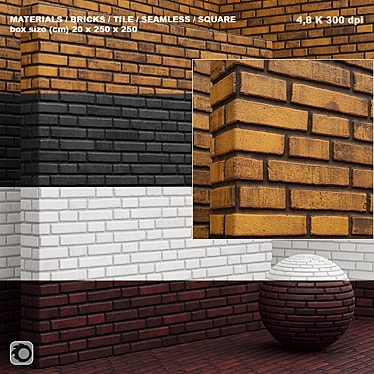 Seamless Brick and Tile Material Set 3D model image 1 