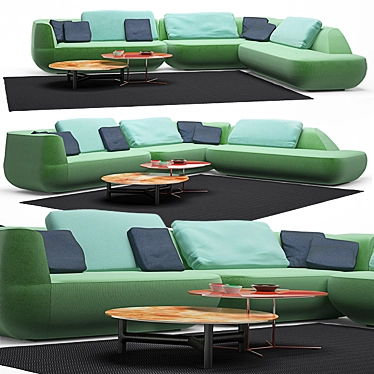 Uptown Sofa Set by Paola Lenti: Luxury Design with Side Tables and Carpet 3D model image 1 