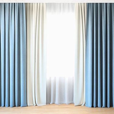 Elegant Drapes with Tulle 3D model image 1 