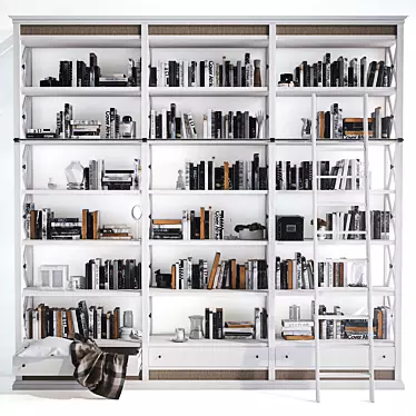 Elegant Bookshelf with Decorative Contents 3D model image 1 