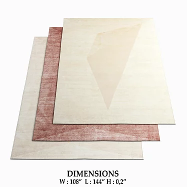 Dipped Cut Ivory-Pink Geometric Rugs 3D model image 1 