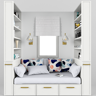 Cozy Window Nook with Pillow 3D model image 1 
