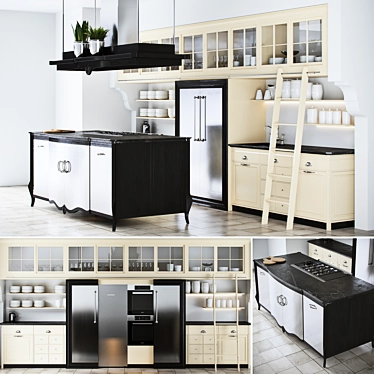 Marci Cucine Opera Classic Kitchen: Smeg & Liebherr Appliances 3D model image 1 