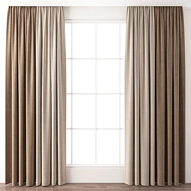 Elegant Window Curtain 3D model image 1 