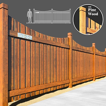 Pine Wood Fence Panel 3D model image 1 