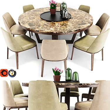 Elegant Sophia Dining Set 3D model image 1 