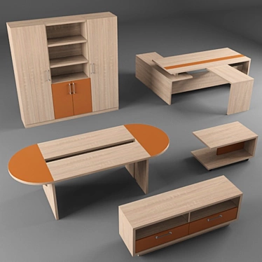 6-Piece Office Furniture Set 3D model image 1 