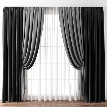 Modern Printed Curtain 3D model image 1 