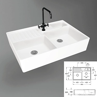 Luxury VILLEROY&BOCH Double Sink 3D model image 1 