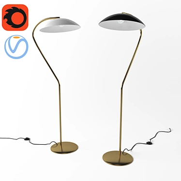 Title: Futuristic Saucer Floor Lamp 3D model image 1 