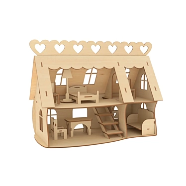 Wooden Dollhouse: Plywood Dream 3D model image 1 