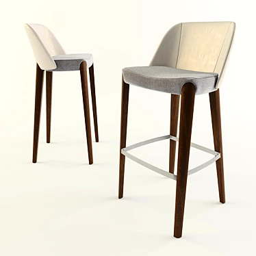 Bellevue Barstool: Modern Upholstered Wood Stool 3D model image 1 