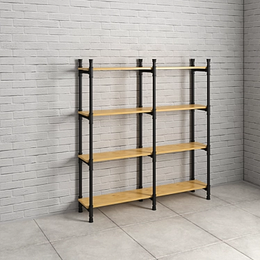 Industrial Pipe Shelf: Stylish and Functional 3D model image 1 