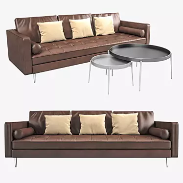 HOSH Leather Sofa Set: Stylish & Spacious 3D model image 1 