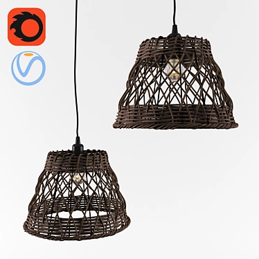 Boho Rattan Cone Pendant 3D model image 1 