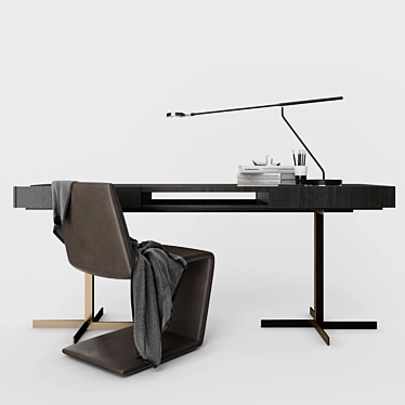 Minotti Phillips Chair and Close Writing Desk 3D model image 1 