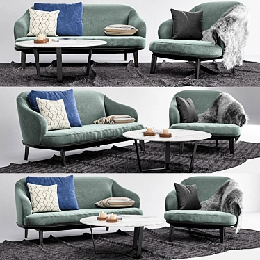 Minotti Leslie: Modern & Stylish Seating Set 3D model image 1 