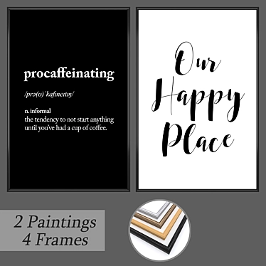 Artistic Wall Set: 2 Paintings & 4 Frame Options 3D model image 1 