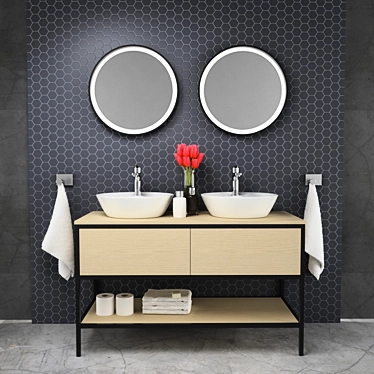 Sleek & Chic Bathroom Set 3D model image 1 