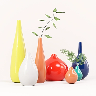 Elegant Collection of Seven Vases 3D model image 1 