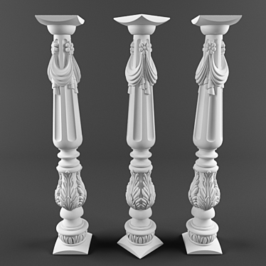 Elegant Staircase Baluster 3D model image 1 