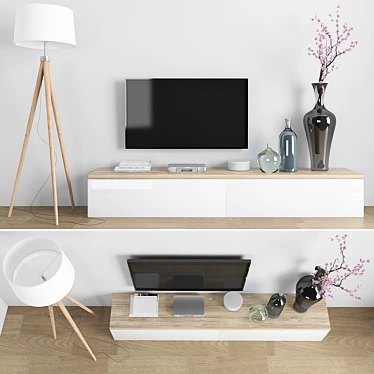 Stylish TV Stand Set 3D model image 1 