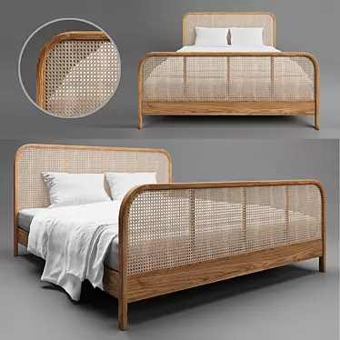 Rustic Rattan Bed 3D model image 1 