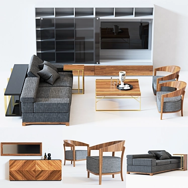 Modern Turkish Living Room Furniture Set 3D model image 1 