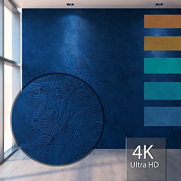 Seamless Decorative Plaster: 4K Texture with 5 Additional Colors 3D model image 1 