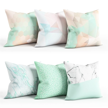 Mint Bliss Pillow Set 3D model image 1 