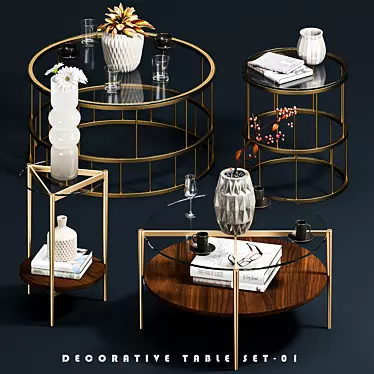 Elegant Coffee Table Set 3D model image 1 
