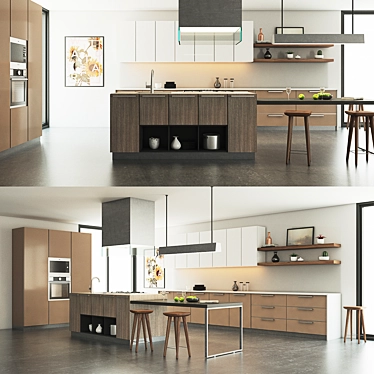  Sleek Kitchen Design: Polys 1,041,354 3D model image 1 