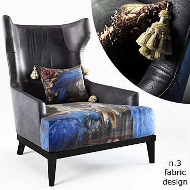 Black Attitude Upholstered Armchair 3D model image 1 