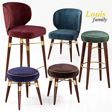Elegant Louis Family Seating 3D model image 1 