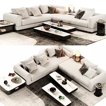 Elegant Minotti Alexander Sofa Set 3D model image 1 