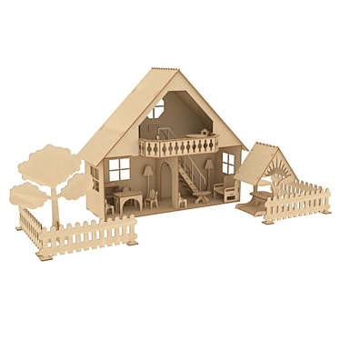 Mini Plywood Dollhouse 3D model image 1 