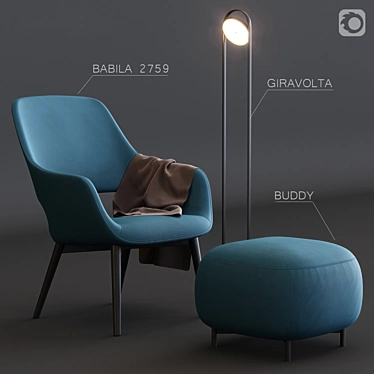 Cozy Upholstered Armchair: Babila 2759 3D model image 1 