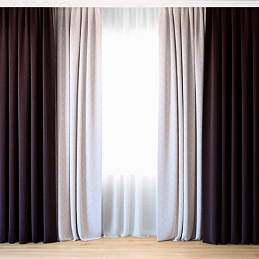 Elegant Tulle Curtains | Perfect Window Decor 3D model image 1 