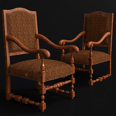 Elegant French Burlap Armchair 3D model image 1 