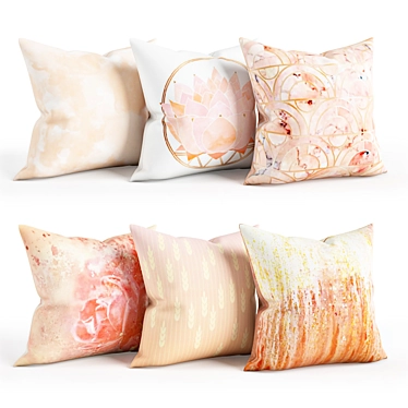 Cozy Peach Pillows Set 3D model image 1 
