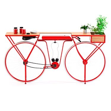 Red Steel Console Bike 3D model image 1 