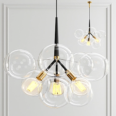 Glistening Glass Bubble Chandelier 3D model image 1 