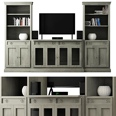 Cameo Gray Bookcase - Stylish Storage & Entertainment 3D model image 1 