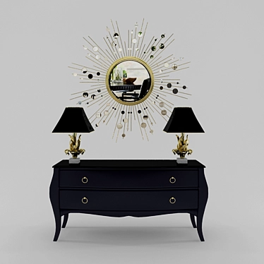 Elegant Console Set with Lamp & Mirror 3D model image 1 