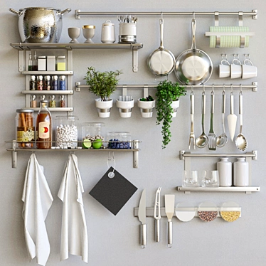 Essential Kitchen Set: Utensils, Spices, Towel & Groceries 3D model image 1 