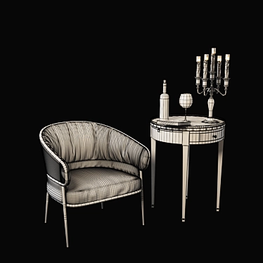 Elegant Armchair Table: Wine & Candles 3D model image 1 