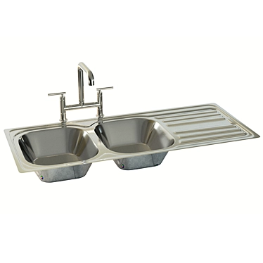 Sleek stainless steel sink 3D model image 1 