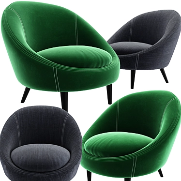 Emerald Green Velvet Armchair 3D model image 1 