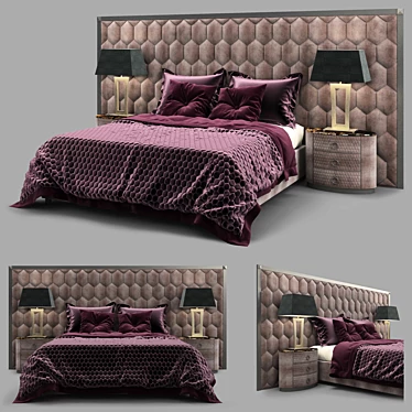 Luxury ENVY MAXI Art-Deco Bed 3D model image 1 