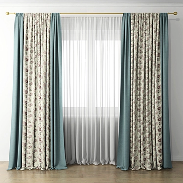 Elegant Window Drapes 3D model image 1 